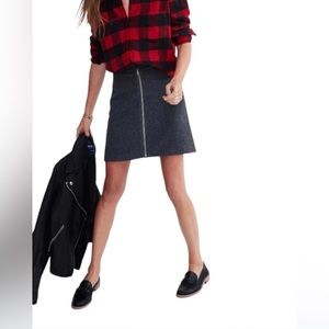 MADEWELL Studio Zip Wool Skirt in Grey